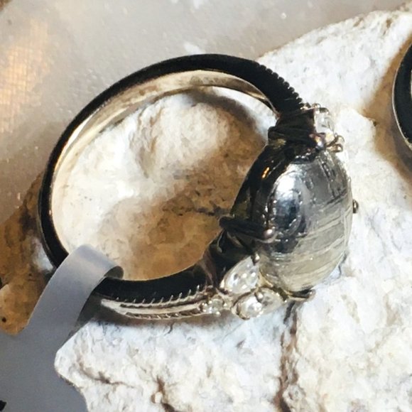 RARE Meteorite Cabochon Ring .925 Silver, Size 6, Genuine Muonionalusta - Picture 8 of 16